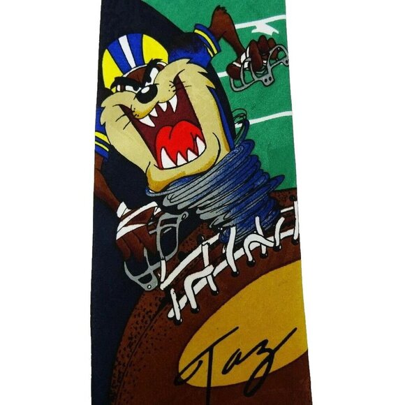 Funny Football Tie Tasmanian Devil Taz Looney Tunes Necktie - Picture 2 of 4